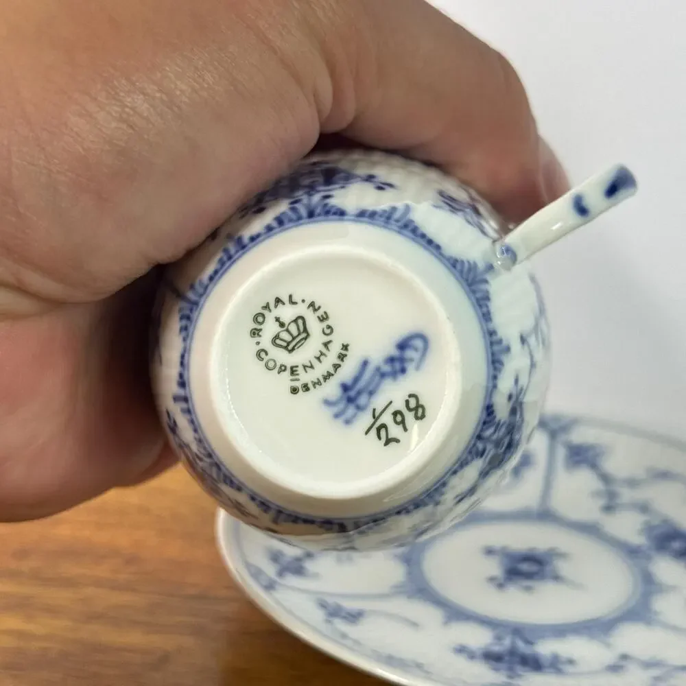Vintage Royal Copenhagen Teacup and Saucer Blue White Denmark Tea Cup
